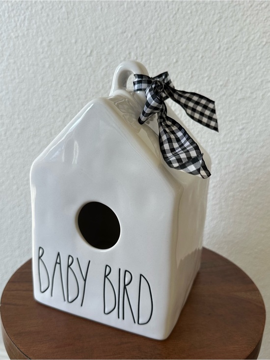 Rae Dunn Other - Rae Dunn Baby Bird Ceramic Birdhouse NWT Gingham Bow Home Decor